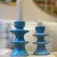Baby blue sky blue candle holder