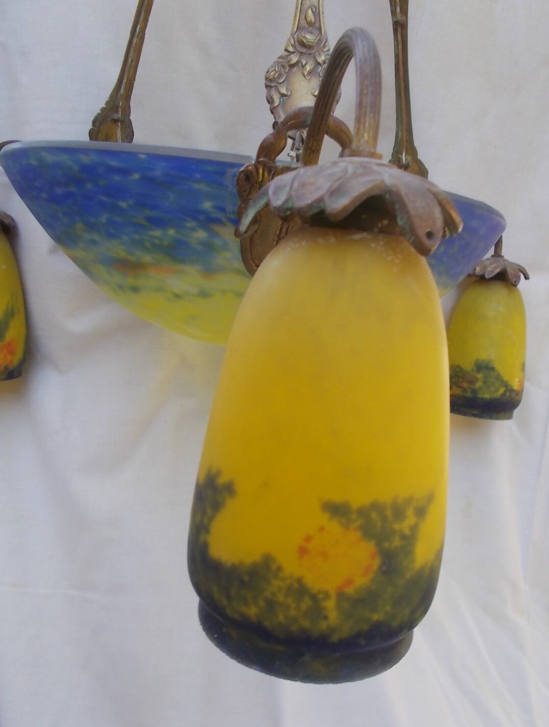 Art Deco chandelier in glass paste