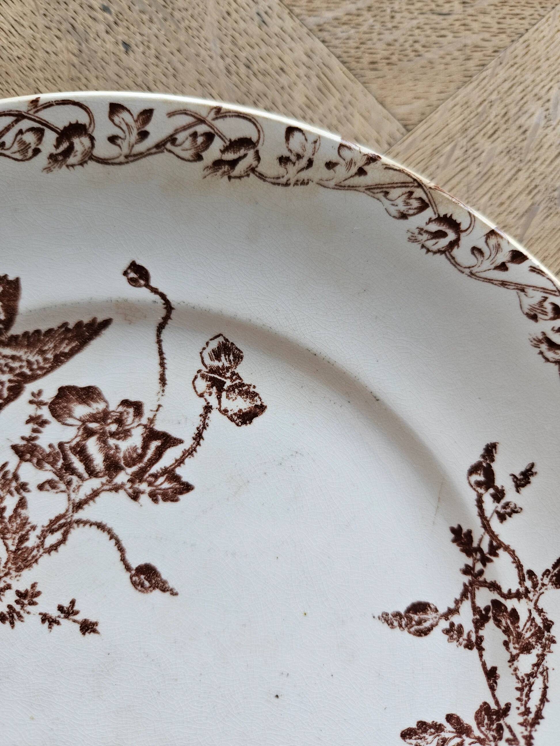Ironstone dessert plates, poppies