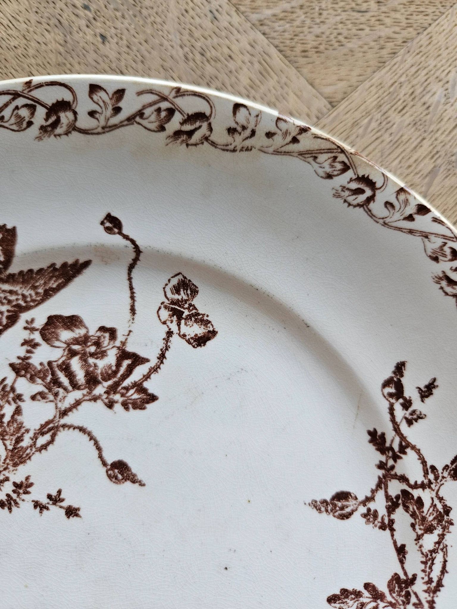 Ironstone dessert plates, poppies