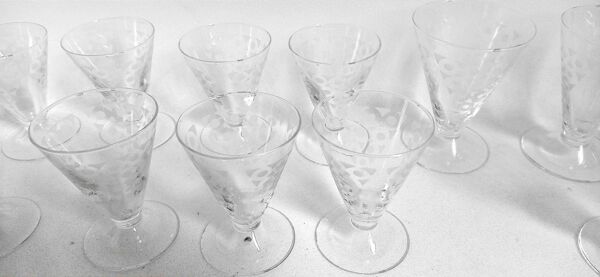 Service verres à eau + 8 verres à vin Années 50