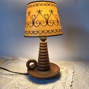 Antique turned wood lamp