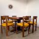 Set of 6 Scandinavian style chairs Girsberger 70s vintage solid wood mustard yellow