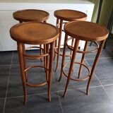 Série de 4 tabourets de bistrot vintage, années 70