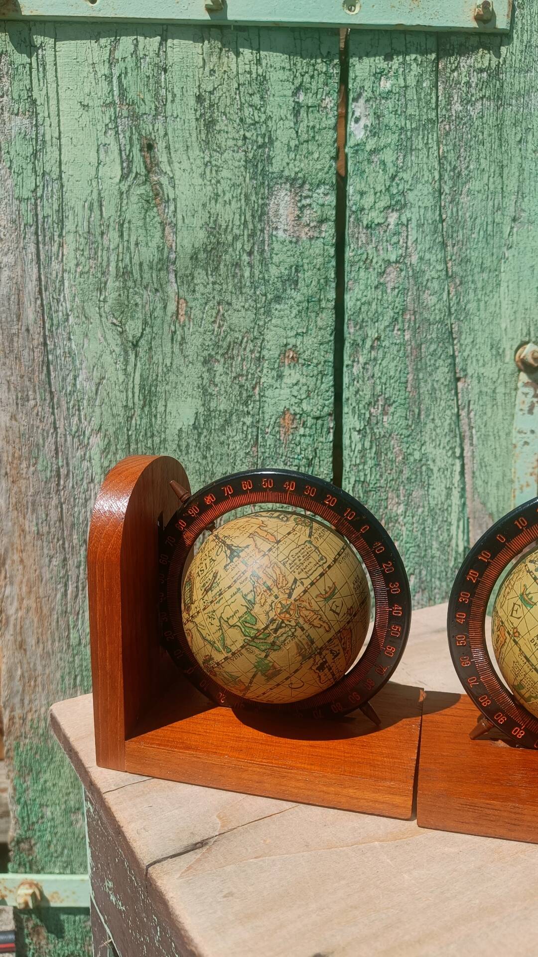 Serre-livres vintage mappemondes – Années 70