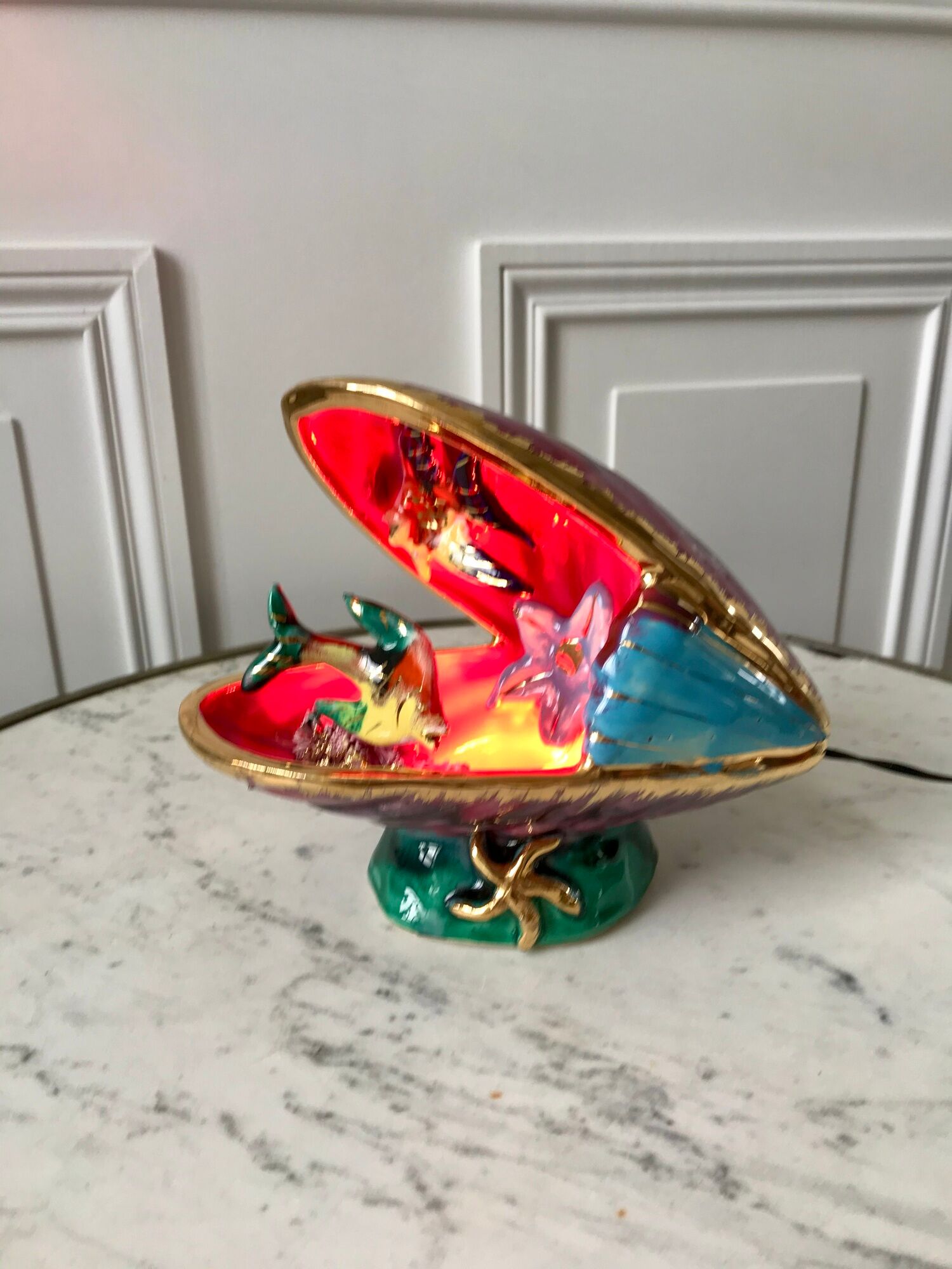 Ceramic table lamp vallauris model "moule" 70s