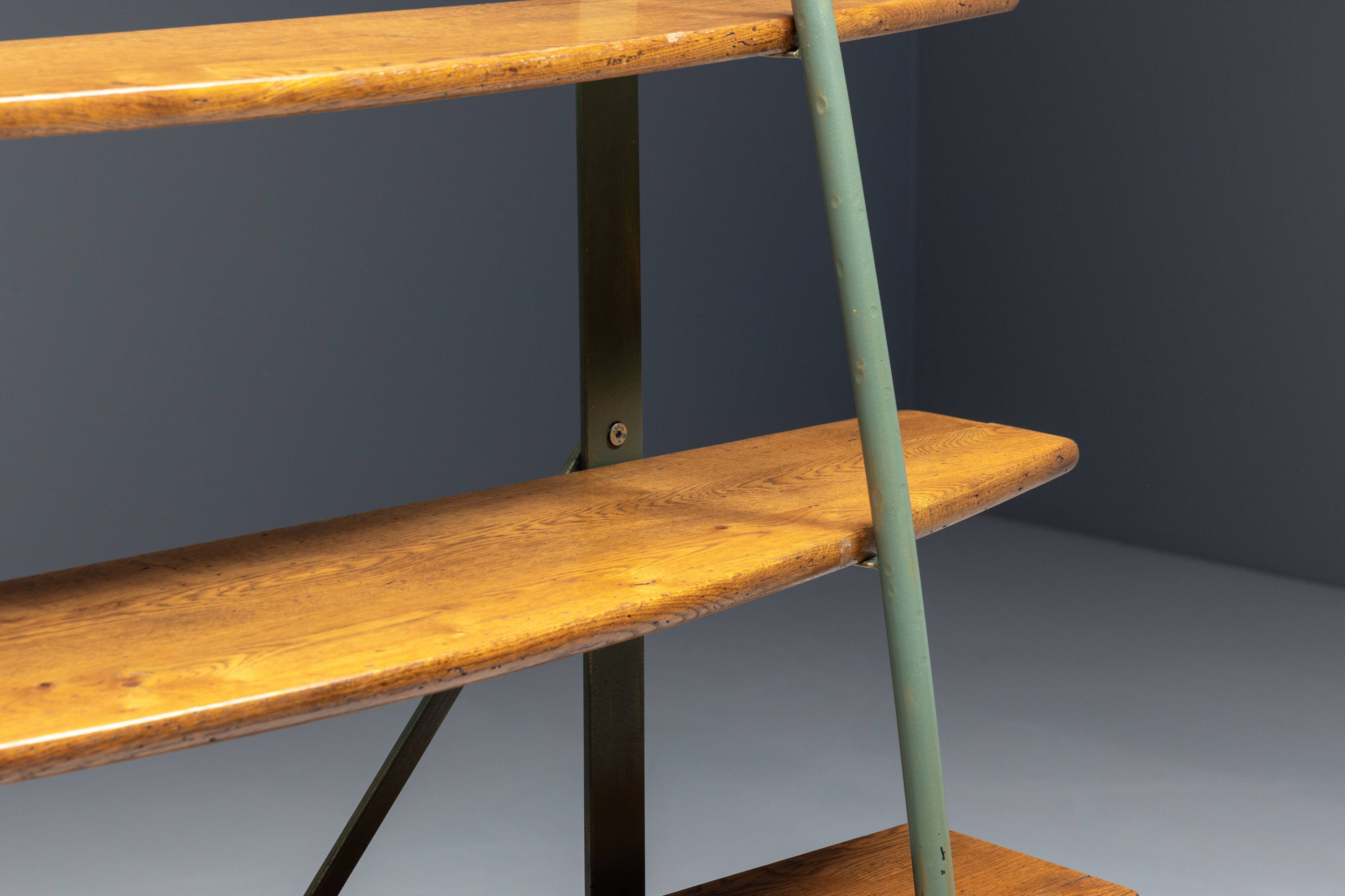 Bakery Display Rack with Iron Frame and Oak Shelves, France, 1920s