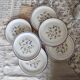 6 vintage porcelain dessert plates Moulin des Loups lilac floral pattern