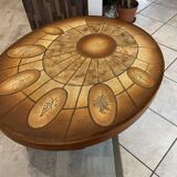 Round oval ceramic coffee table by Barrois Vallauris, 1960, herbarium model