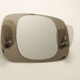 Mirror with two smoked glass sconces attributed to Lupi