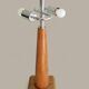 Modernist sculptural lamp wood/chrome/hammered brass - 1970s era