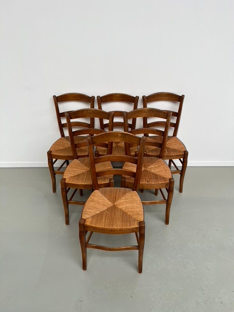 6 50s straw chairs