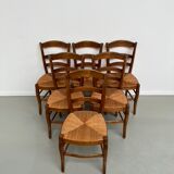 6 50s straw chairs