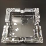 Imposing minimalist vintage crystal ashtray from the 70s
