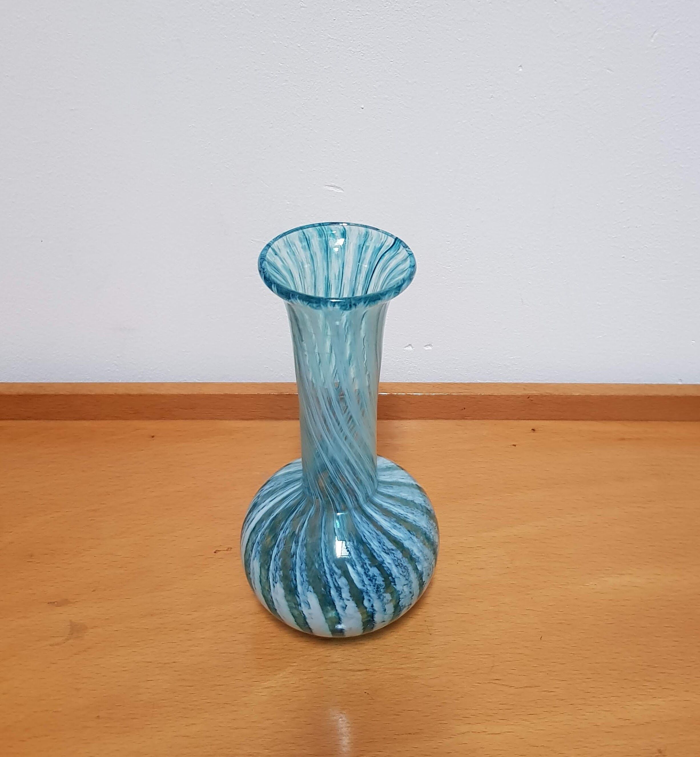 Vintage Glass Vase made by Phoenician Glass, Malta, 1980s