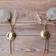 Pair of brass and glass sconces