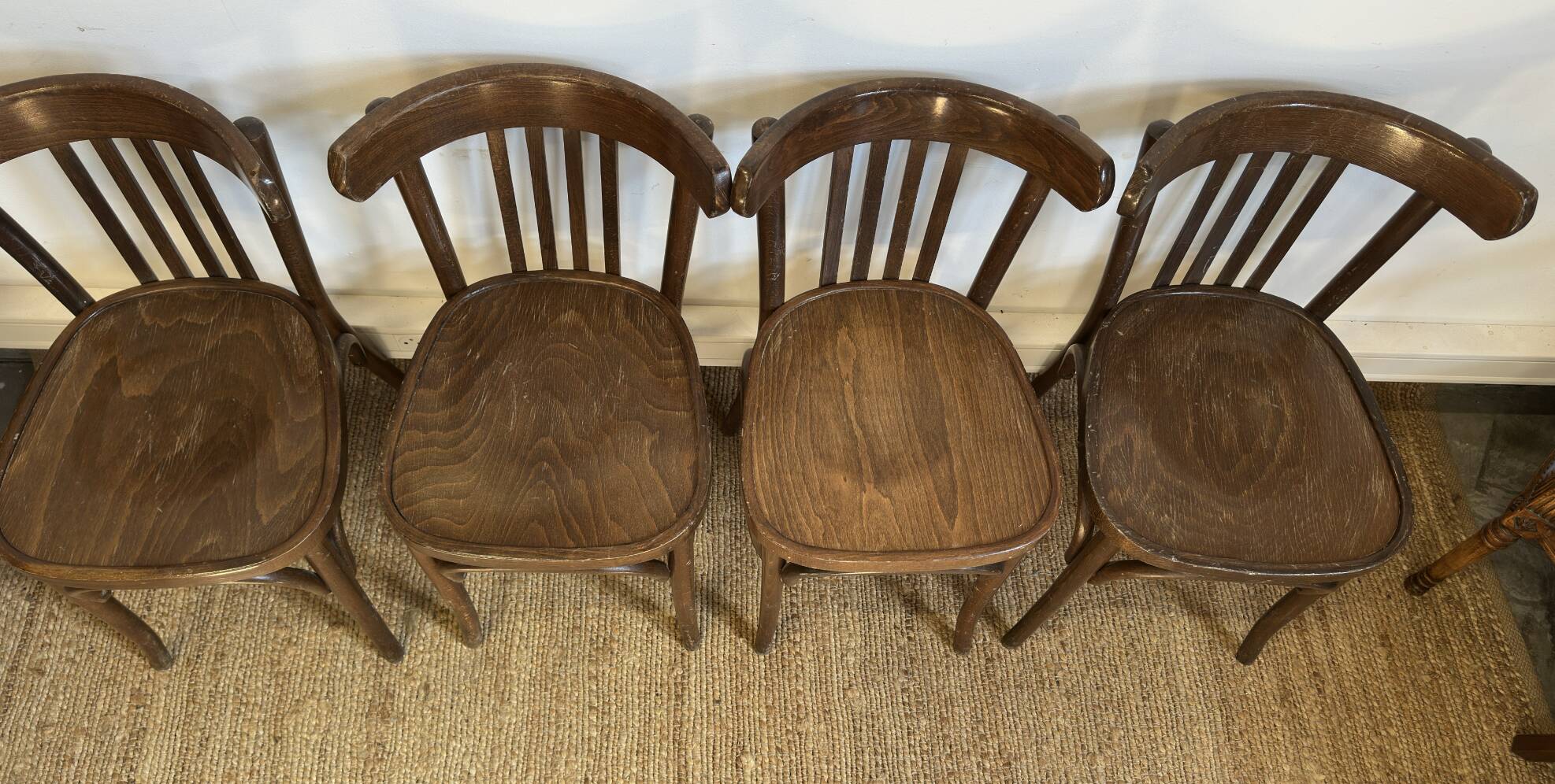 4 bentwood bistro chairs – slatted back – Baumann style