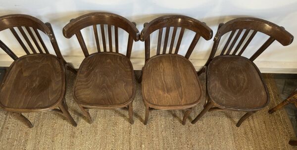 4 chaises bistrot en bois courbé – dossier à barreaux - style baumann