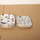 4 dishes blue terrazzo patterns