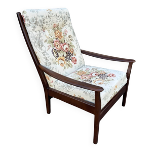 Fauteuil vintage en teck - fleuri