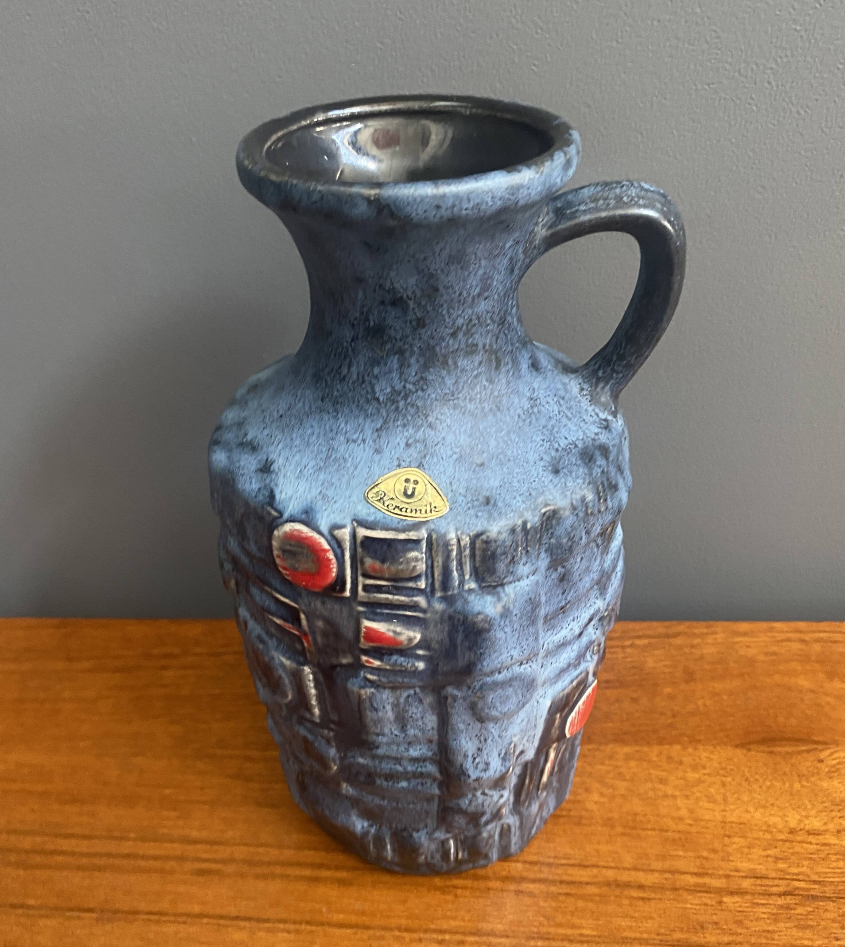 Blue vase by U keramic West Germany
