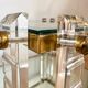 Vintage side table in plexiglass, brass, glass and mirror – years