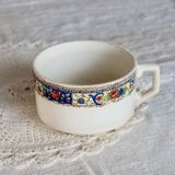 Antique chocolate cup in ivory earthenware - Polychrome frieze decoration