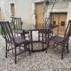 Wood table bamboo style smoked glass 70s