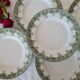 Lot de 5 assiettes plates anciennes en terre de fer modèle Estival de la manufacture française de Saint Amand