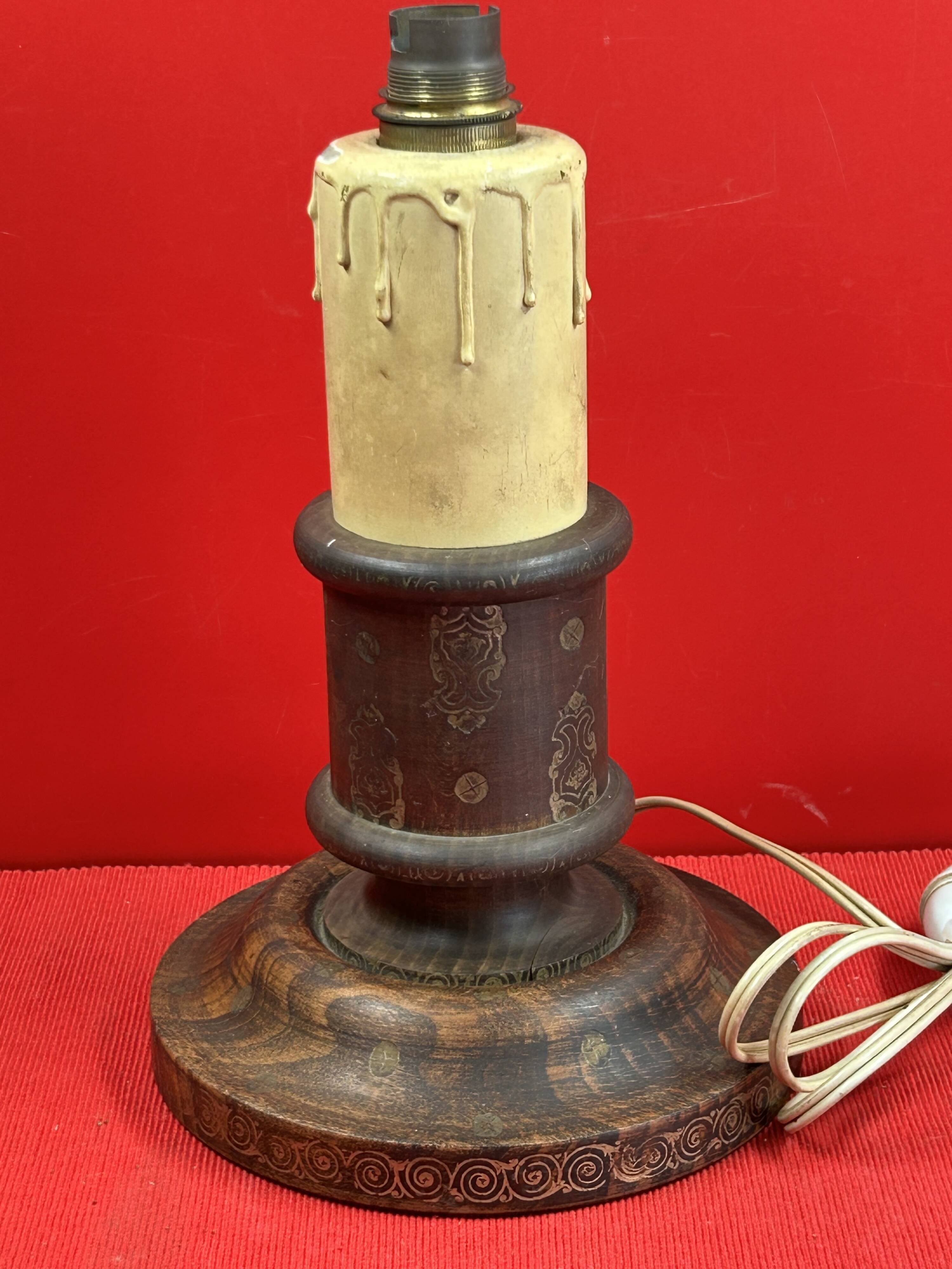 Napoleon III lamp base, wood, gold polychromy, 26 cm socket height
