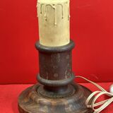 Pied de lampe Napoléon III en bois et polychromie dorée