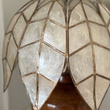 Mother-of-pearl and olive wood lamp