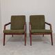 Pair of wooden armchairs Uluv green fabric 1960