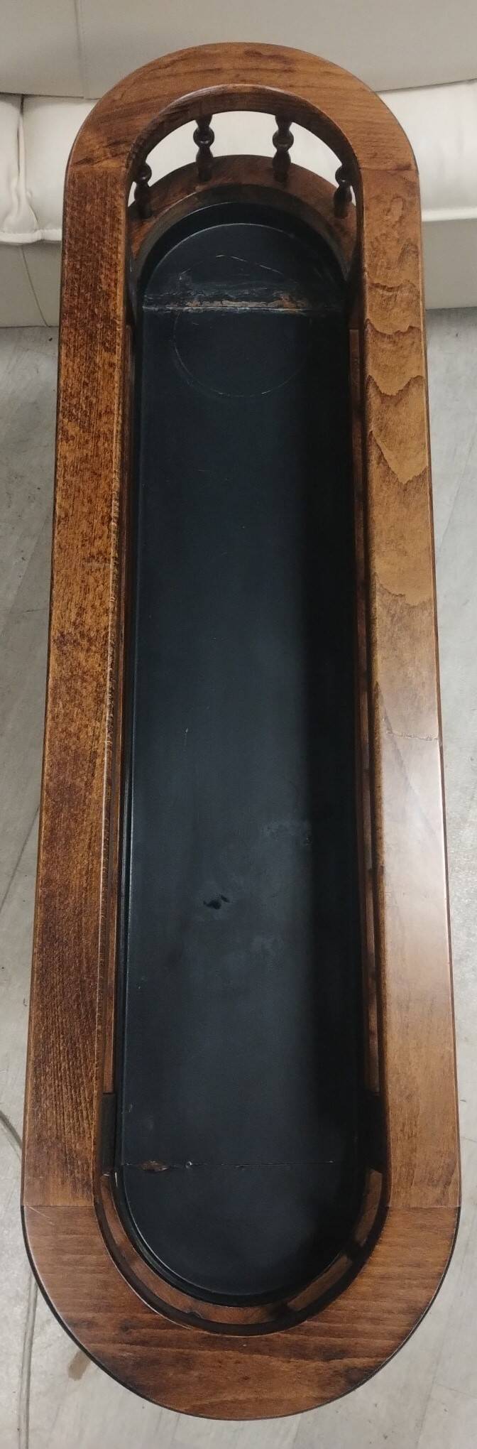 Solid wood planter with two trays on wheels