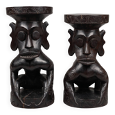 Lot de tabourets / sellettes en bois sculpté