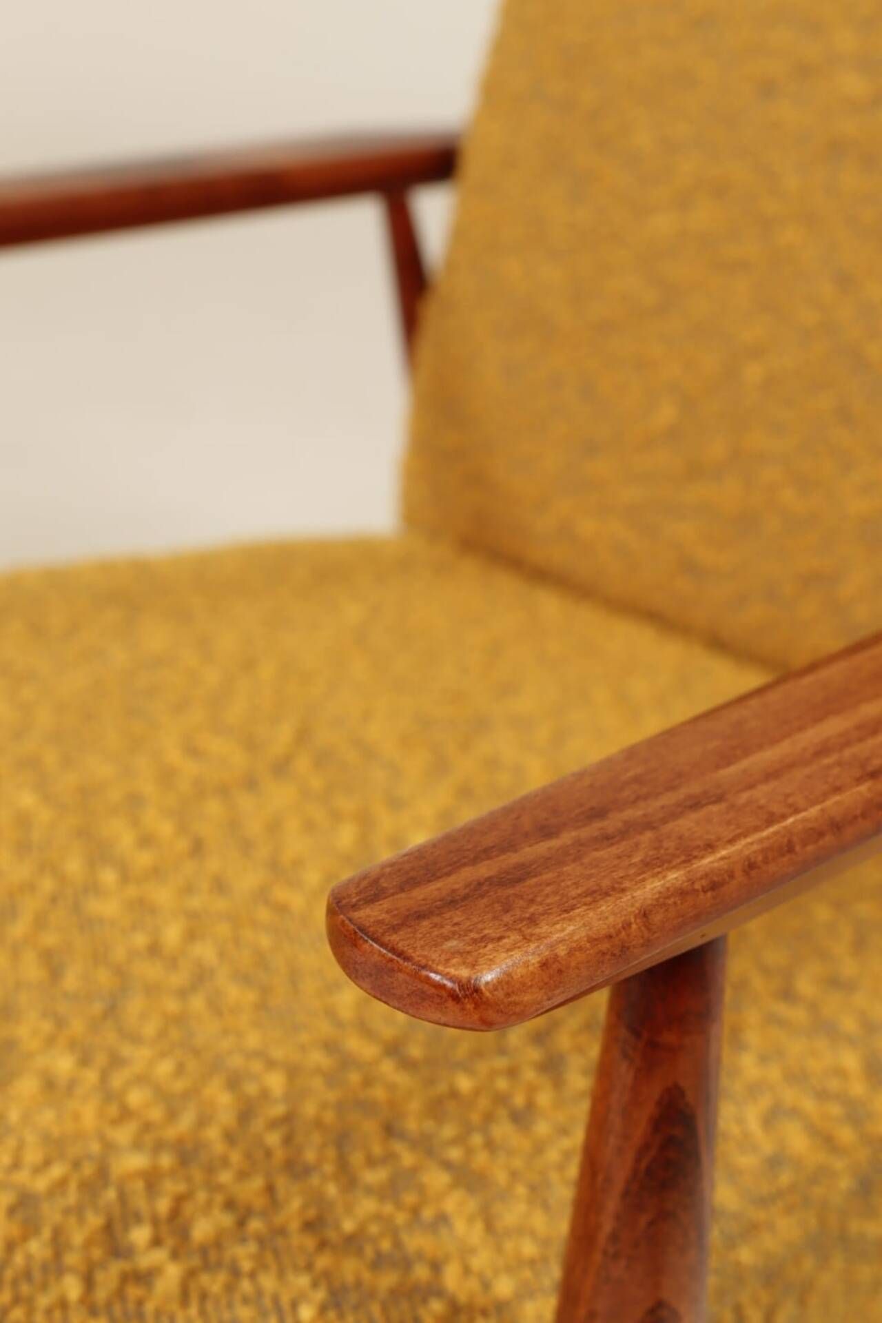 Two Lounge Chairs Vintage Mustard Boucle,  Mid Century Design, 1960