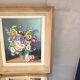 Oil on canvas bouquet of flowers sign c barnier
