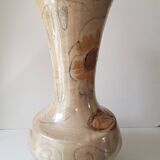 Large ceramic vase with floral motif - Signed La roue Vallauris - H 38 cm