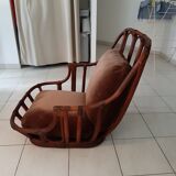 1960s rattan armchair, low to the ground