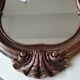Pretty Baroque style mirror / Louis XV patinated with pink / golden copper reflections. Volutes, leafy shells