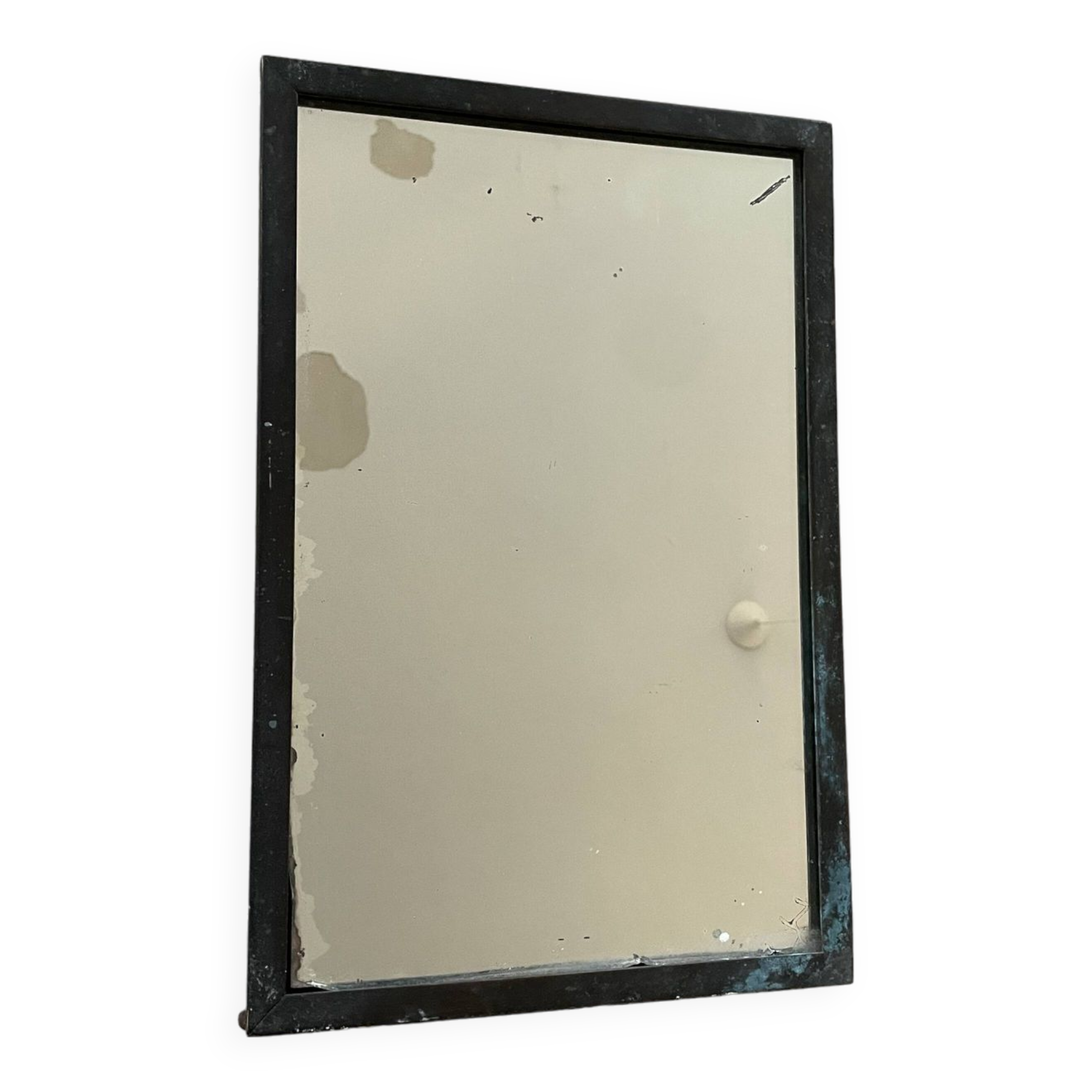 Antique patinated brass mirror 24x38cm