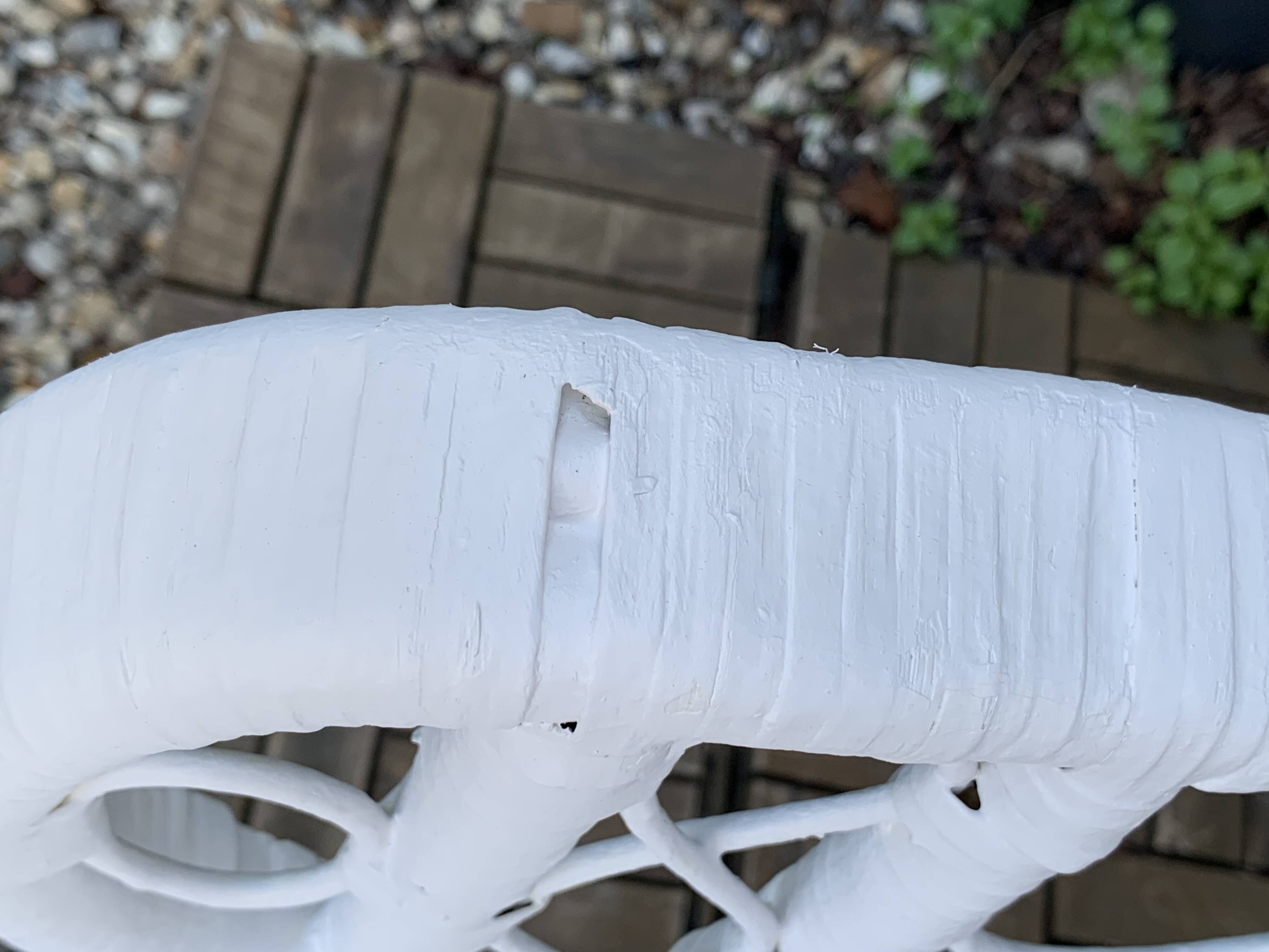 Emmanuelle Peacock white rattan armchair 1970