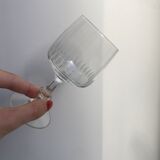 Set of 6 small crystal wine glasses engraved 30-40s