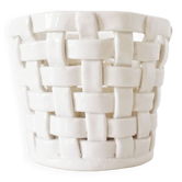 White braided ceramic pot cover