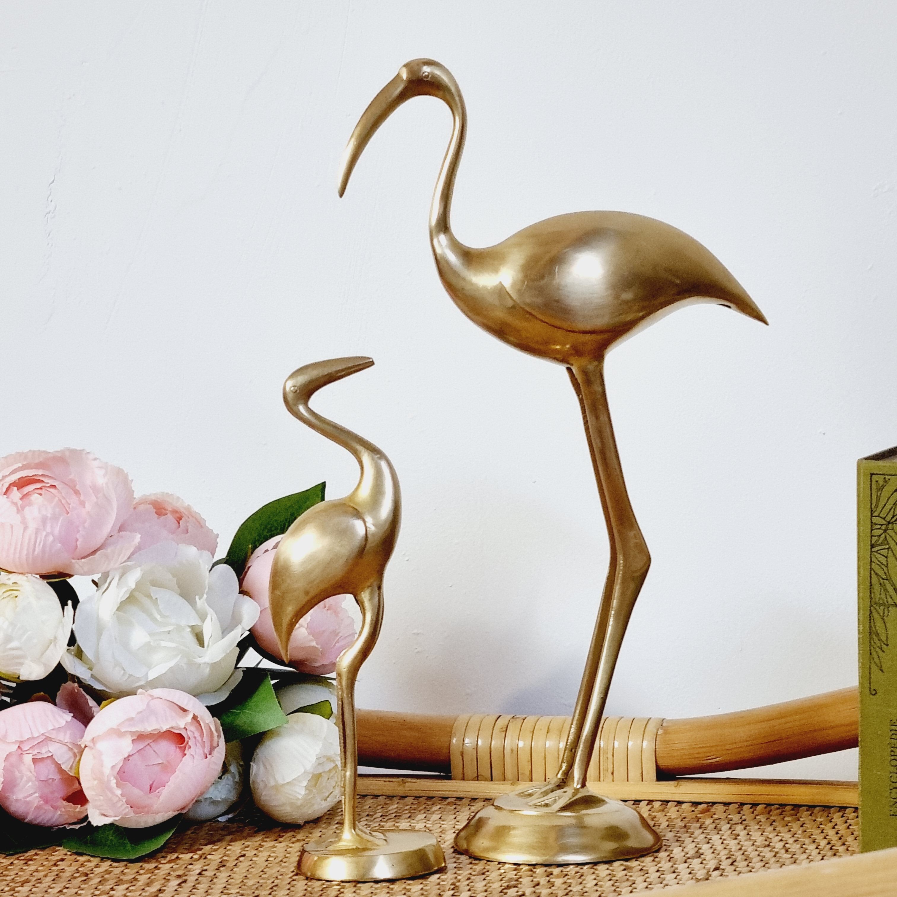 2 ibis in golden brass