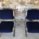 Paire de fauteuils vintage chrome et microfibre bleue circa 70