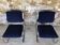 Pair of vintage chrome and blue microfibre armchairs circa 70