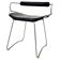 Tabouret sculptural de hauteur de table c. Dossier Métal Argent Vieilli et Cuir Noir
