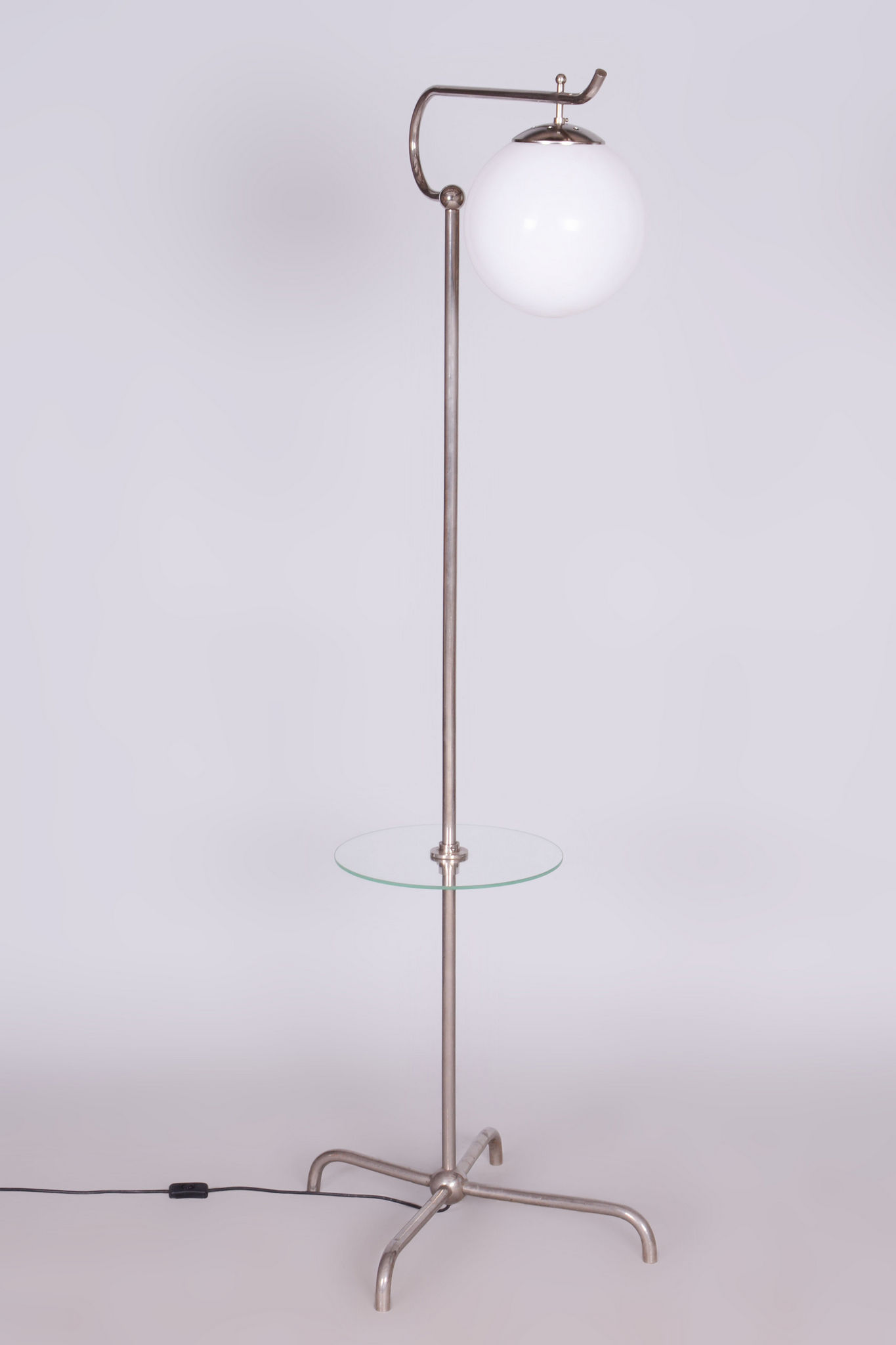 20th century czech bauhaus chrome floor lamp, by hynek gottwald, 1930s