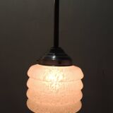 Vintage pendant light in white speckled opaline glass